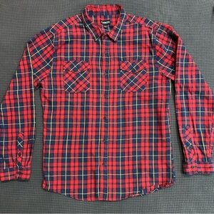 Rue 21 Carbon Men's Flannel Red Plaid Button-Up Shirt X-large